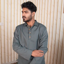 Premium Formal Button Polo (Ash)